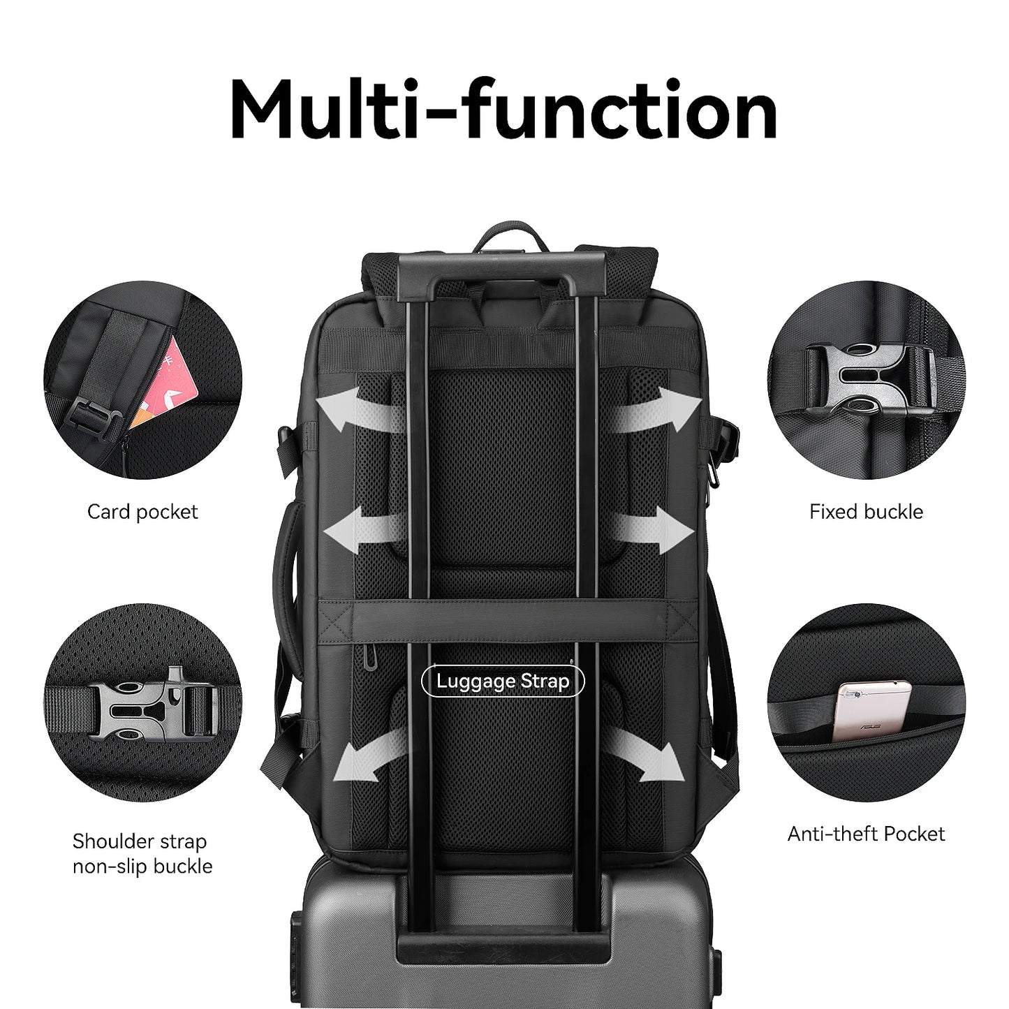 40L Expandable Travel Backpack for 17'' Laptop