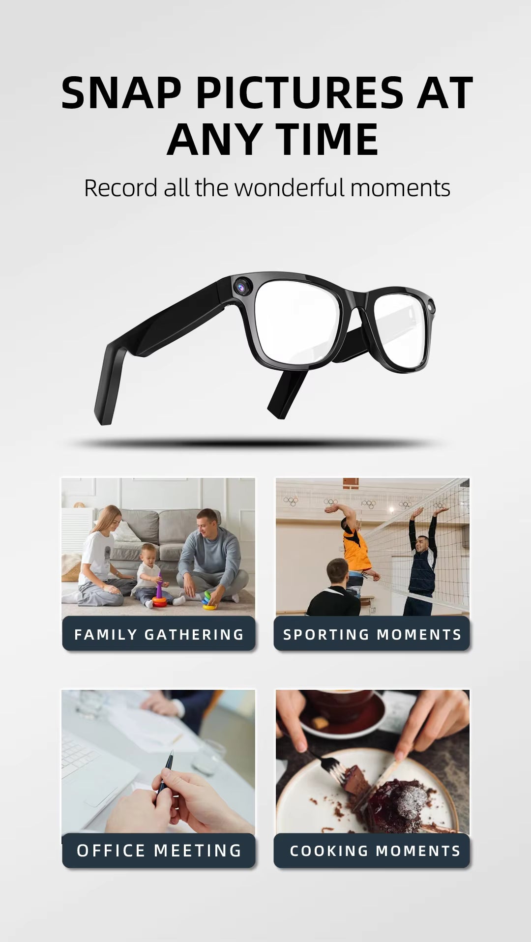 AI Smart Glasses Xiaomi 4K Multifunction Camera, Bluetooth Call, Voice Assistant, Music Player, Translate, Photochromic Glasses