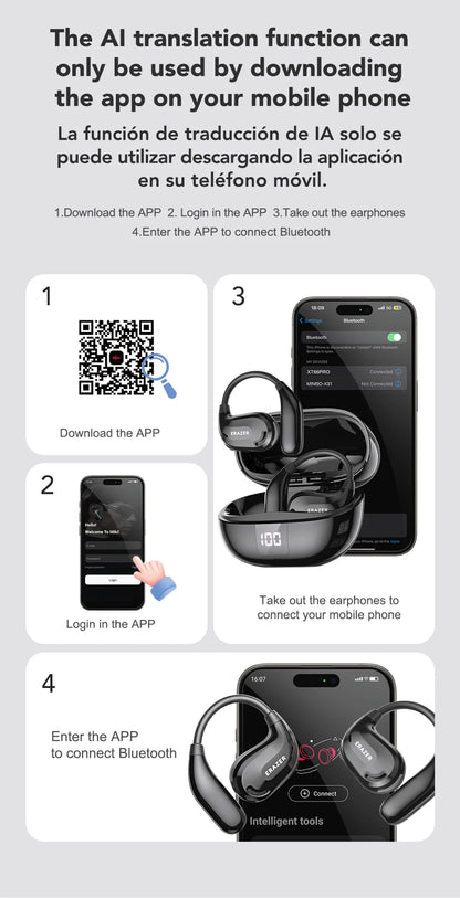 AI-Instant Translator Bluetooth Earbuds 134 Languages